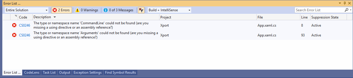 Build errors in MS Visual Studio